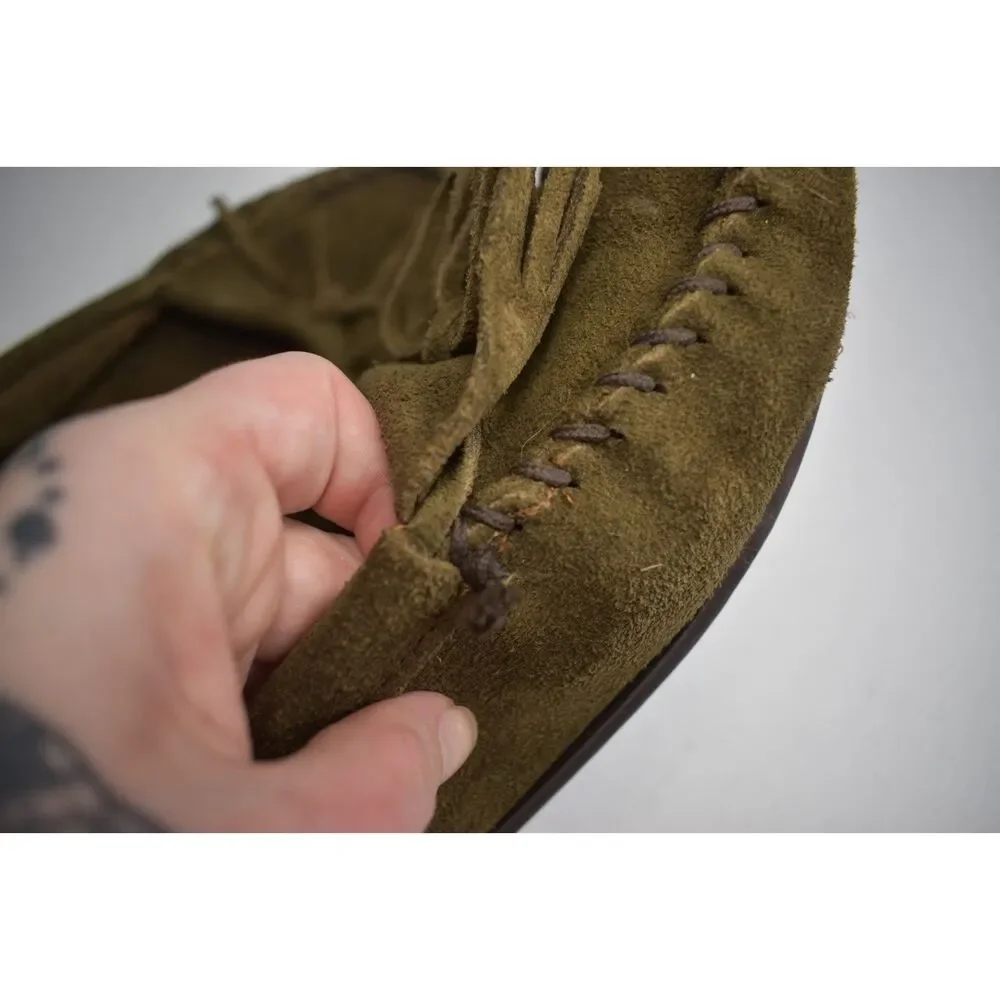 Minnetonka Kilty Soft Sole Moccasin Shoes Green Casual Flats Womens 9